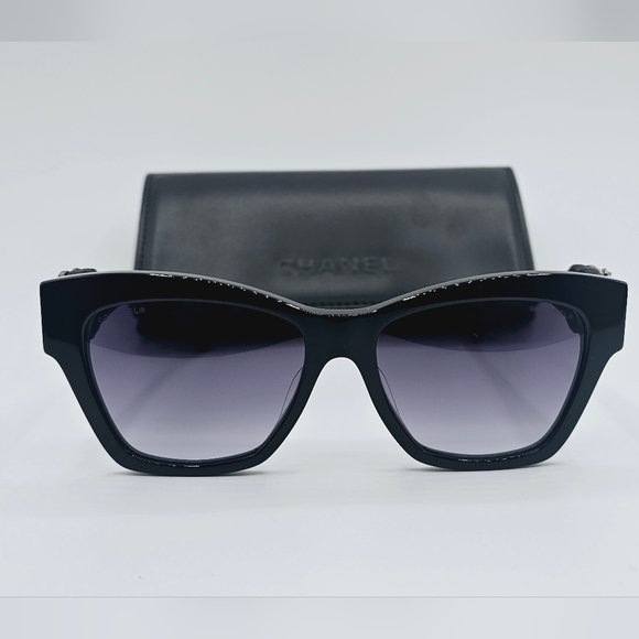 CHANEL SUNGLASSES CAT EYE BLACK CH5456 - Picture 9 of 16